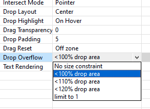 Drag and Drop Object Properties: drop overflow