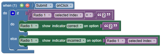 Action Blocks Showing Indicators