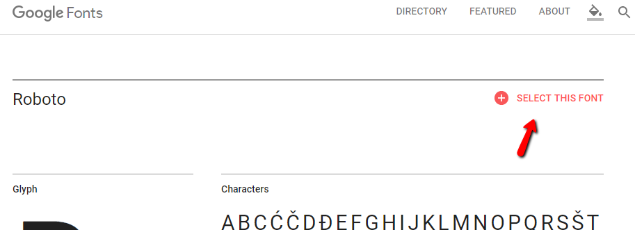 Selecting a Google Font
