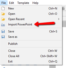 File Menu: Import PowerPoint