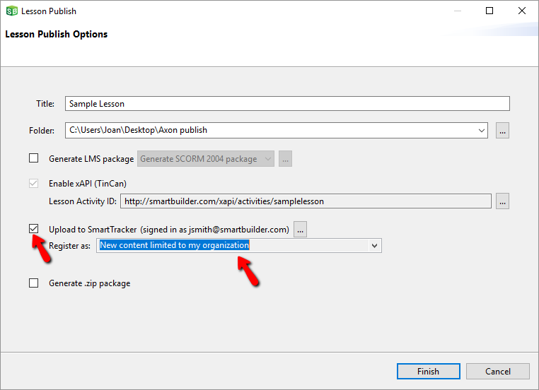 Lesson Publish Options: Organization Limited