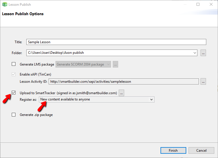 Lesson Publish Tracker Options