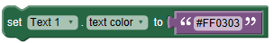 Set Text Color to #FF0303