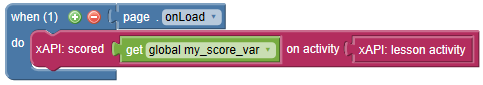 action block setting xAPI score
