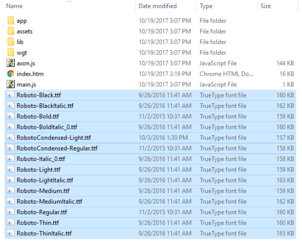 font files in published lesson folder