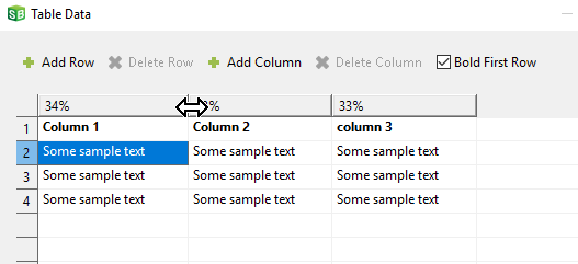 adjusting table data