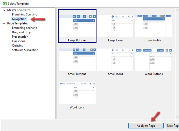 apply navigation template