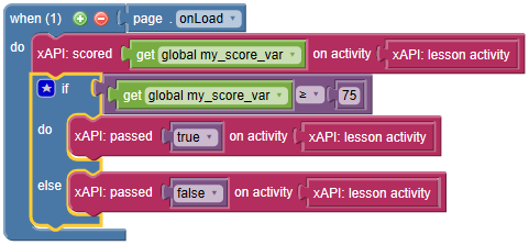 full xAPI conditional passed action