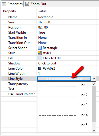 Object Properties: Line Style