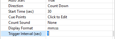 Timer Object Properties: Trigger Interval