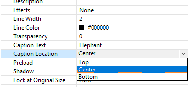 Image Properties: Caption Location