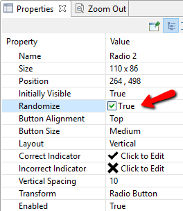 Radio Button Properties: Randomize