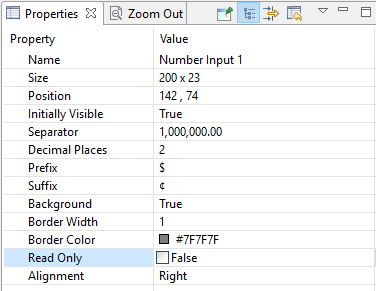 Number Input Properties: Read Only