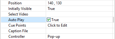 Video Object Properties: Auto Play