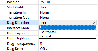 Drag and Drop Object Properties: Drag Direction