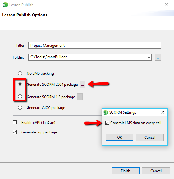 SCORM Commit Options