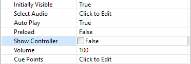 Audio Object Properties: Show Controller