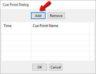 Cue Point Dialog: Add