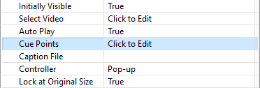 Video Object Properties: Cue Points