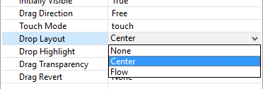 Drag and Drop Object Properties: Drop Layout