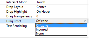 Drag and Drop Object Properties: Drag Reset