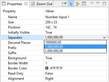 Number Input Properties: Separator