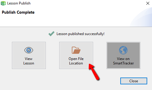 lesson publish complete open file location