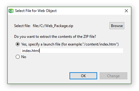 Select Local File Secondary Pop-Up Launch File Name Entered