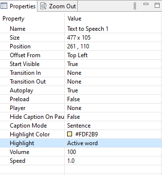 text to speech properties