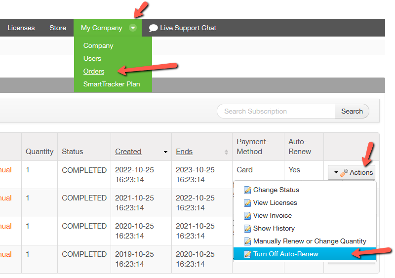 Turn off subscription auto-renew