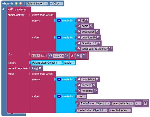 xAPI complex action storing information