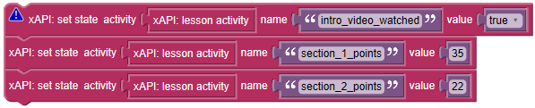 xAPI setting various activity states action blocks