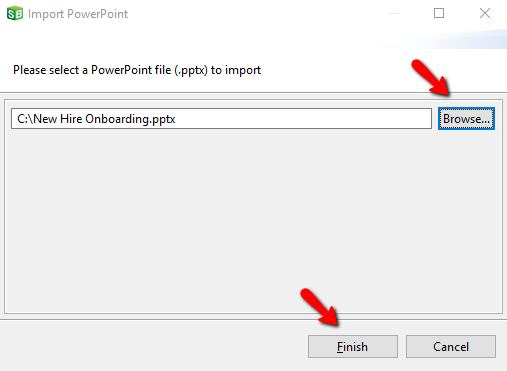 Import PowerPoint Pop Up