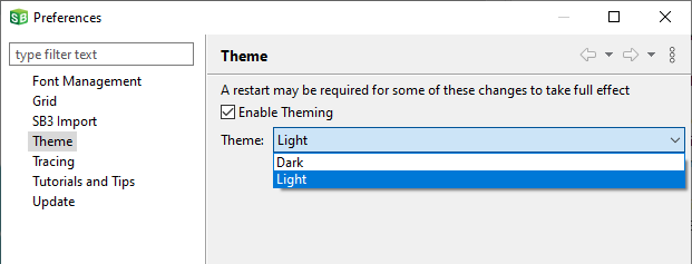 Select light or dark theme
