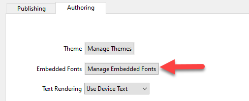 Lesson Settings, Authoring, Manage Embedded Fonts