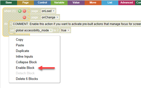 enable block