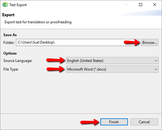 Export Text Dialog Box