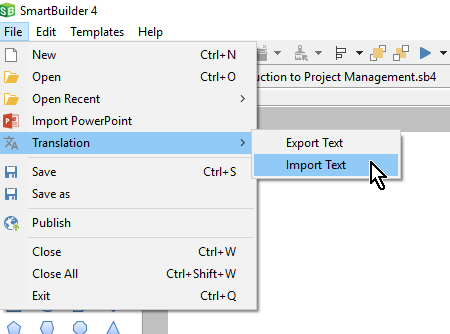 file menu import text