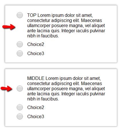 Radio Buttons Aligned Top and Middle