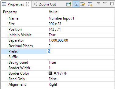 Number Input Properties: Prefix