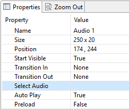 Audio Object Properties: Select Audio