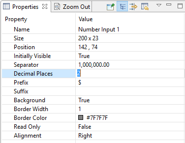 Number Input Properties: Decimal Places