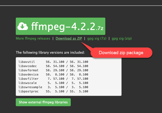 ffmpeg versions