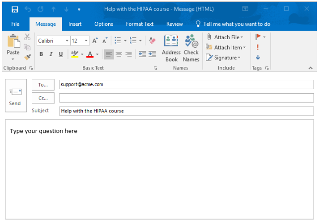 Outlook Email Screenshot
