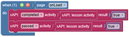 xAPI completed passed action block